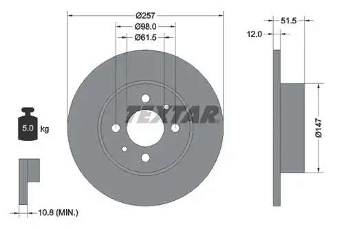 спирачен диск TEXTAR 92027000