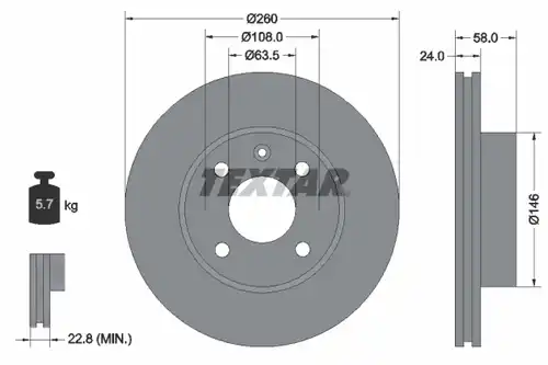 спирачен диск TEXTAR 92027300