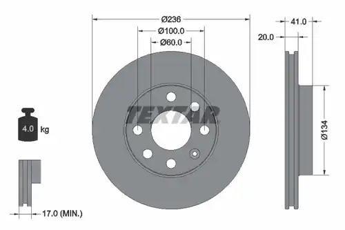 спирачен диск TEXTAR 92029600