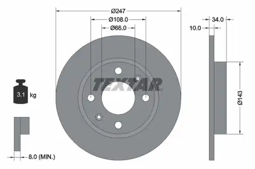 спирачен диск TEXTAR 92029800