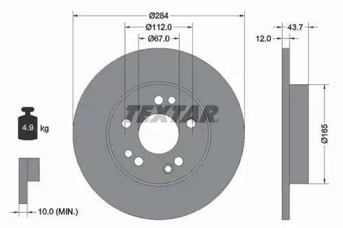 спирачен диск TEXTAR 92031800