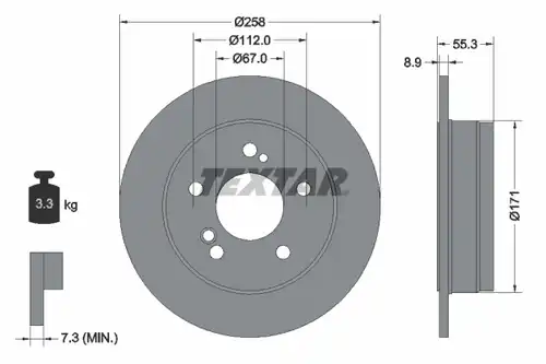 спирачен диск TEXTAR 92032003