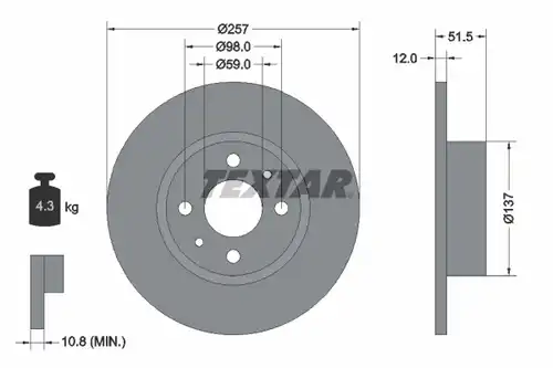 спирачен диск TEXTAR 92034000