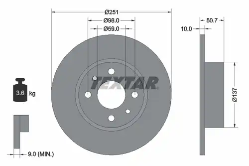 спирачен диск TEXTAR 92034200