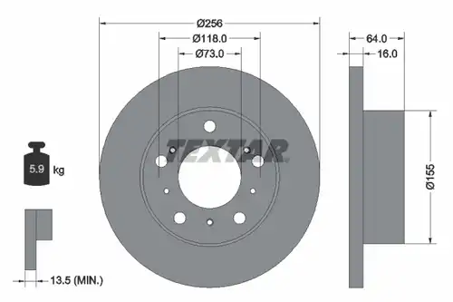 спирачен диск TEXTAR 92034400