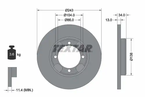 спирачен диск TEXTAR 92034600