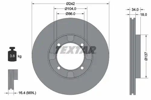 спирачен диск TEXTAR 92034700