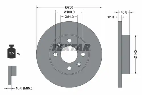 спирачен диск TEXTAR 92036103