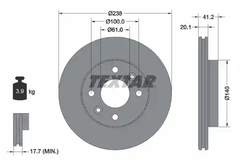 спирачен диск TEXTAR 92036200