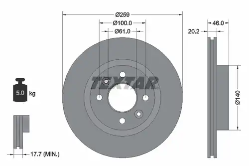 спирачен диск TEXTAR 92036400