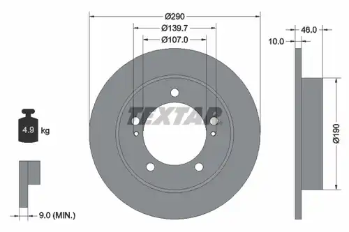 спирачен диск TEXTAR 92036600