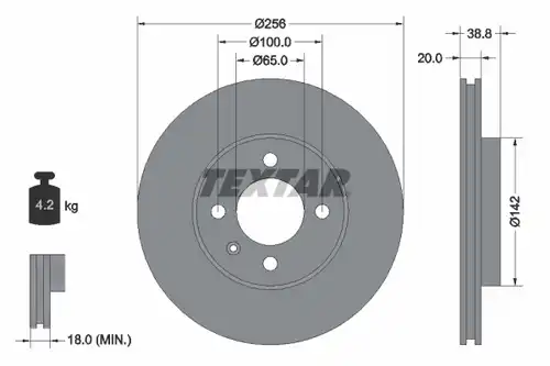 спирачен диск TEXTAR 92036800