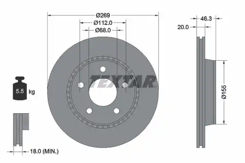 спирачен диск TEXTAR 92037100