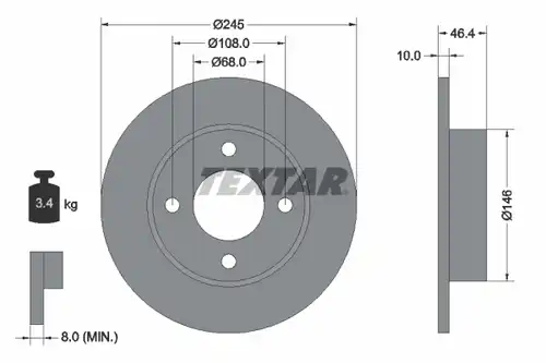 спирачен диск TEXTAR 92037300