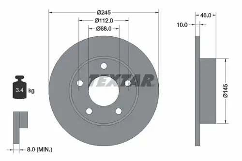 спирачен диск TEXTAR 92037400