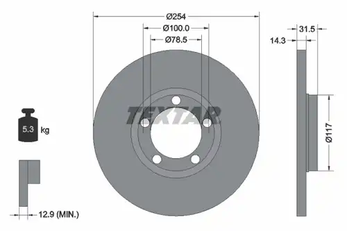 спирачен диск TEXTAR 92037900