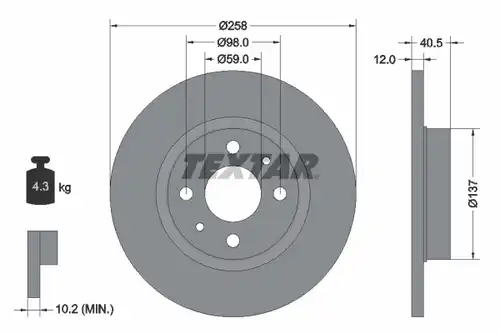 спирачен диск TEXTAR 92041503