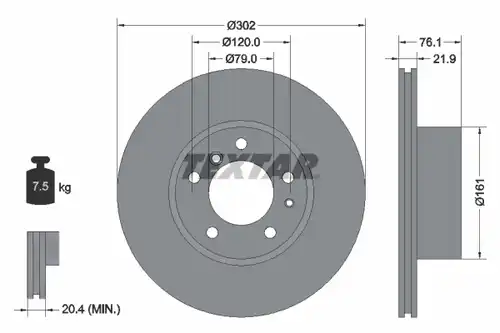 спирачен диск TEXTAR 92042200