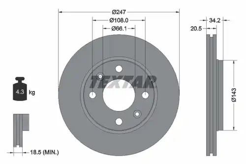 спирачен диск TEXTAR 92043100