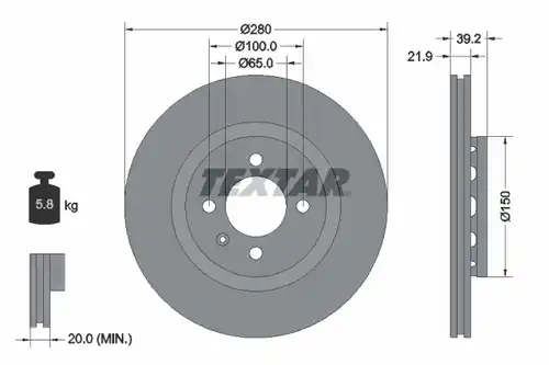 спирачен диск TEXTAR 92043500