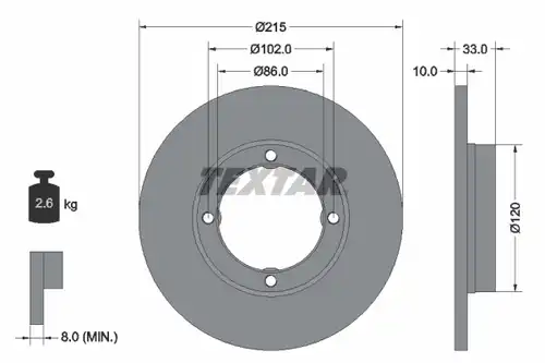 спирачен диск TEXTAR 92043800