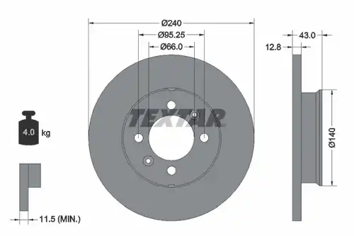 спирачен диск TEXTAR 92044400