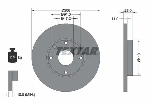 спирачен диск TEXTAR 92045200