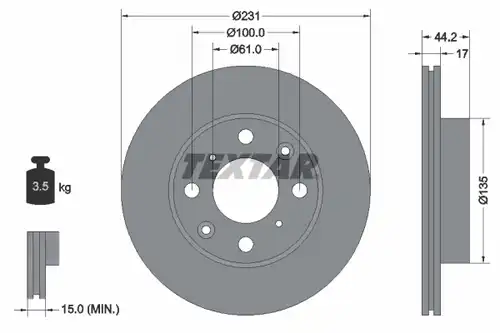 спирачен диск TEXTAR 92046500