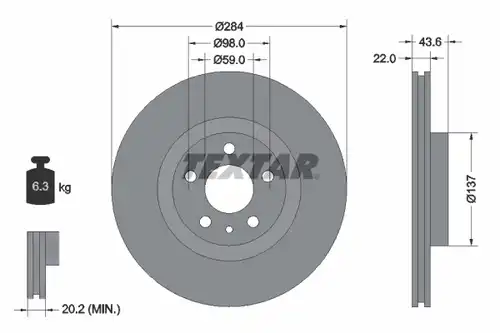 спирачен диск TEXTAR 92046803