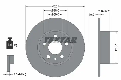 спирачен диск TEXTAR 92046900