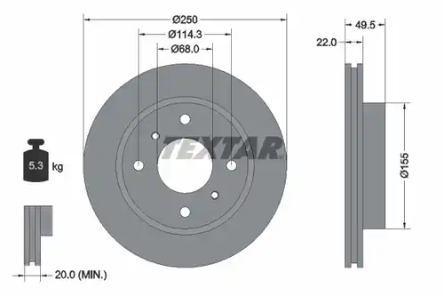 спирачен диск TEXTAR 92047500