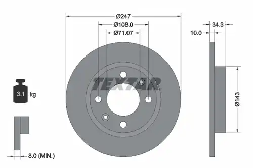 спирачен диск TEXTAR 92048200