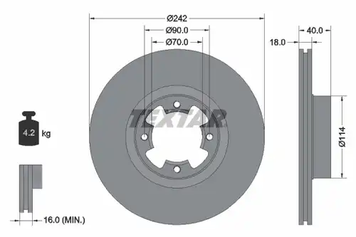 спирачен диск TEXTAR 92048600