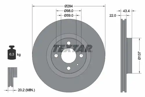 спирачен диск TEXTAR 92053503