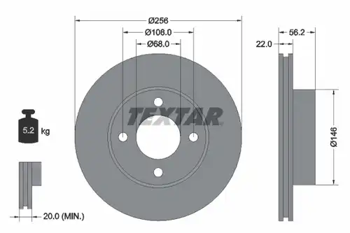 спирачен диск TEXTAR 92054200