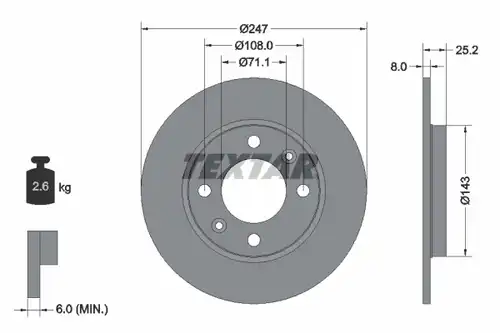 спирачен диск TEXTAR 92055000