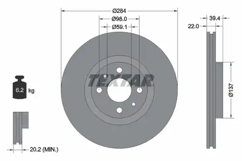 спирачен диск TEXTAR 92055203