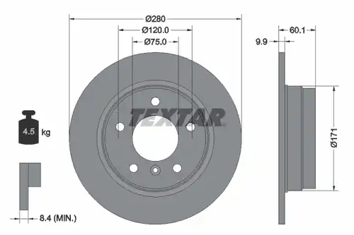 спирачен диск TEXTAR 92055700