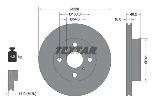 спирачен диск TEXTAR 92055800