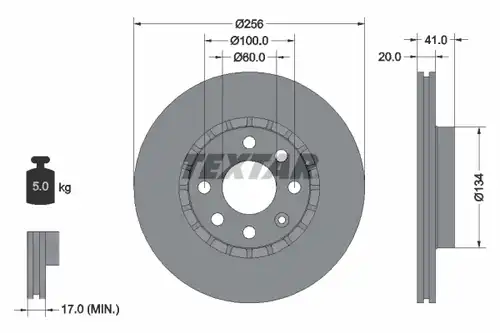 спирачен диск TEXTAR 92056500