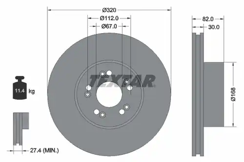 спирачен диск TEXTAR 92056600