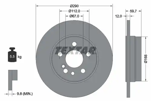 спирачен диск TEXTAR 92056900