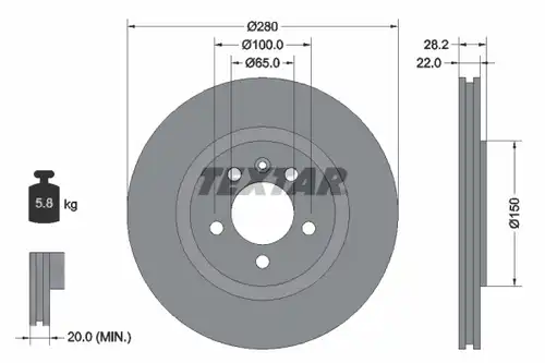 спирачен диск TEXTAR 92057100