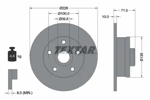 спирачен диск TEXTAR 92057200