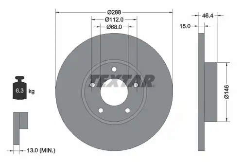 спирачен диск TEXTAR 92057400