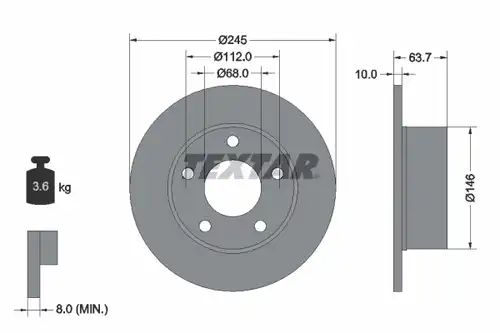 спирачен диск TEXTAR 92057500