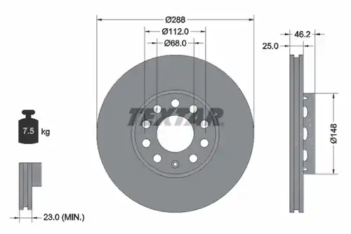 спирачен диск TEXTAR 92057603