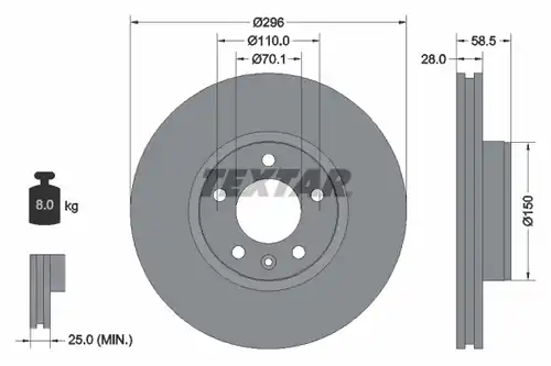 спирачен диск TEXTAR 92057700