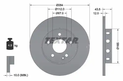 спирачен диск TEXTAR 92059300