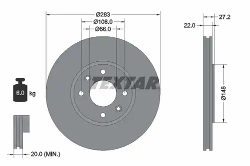 спирачен диск TEXTAR 92059600